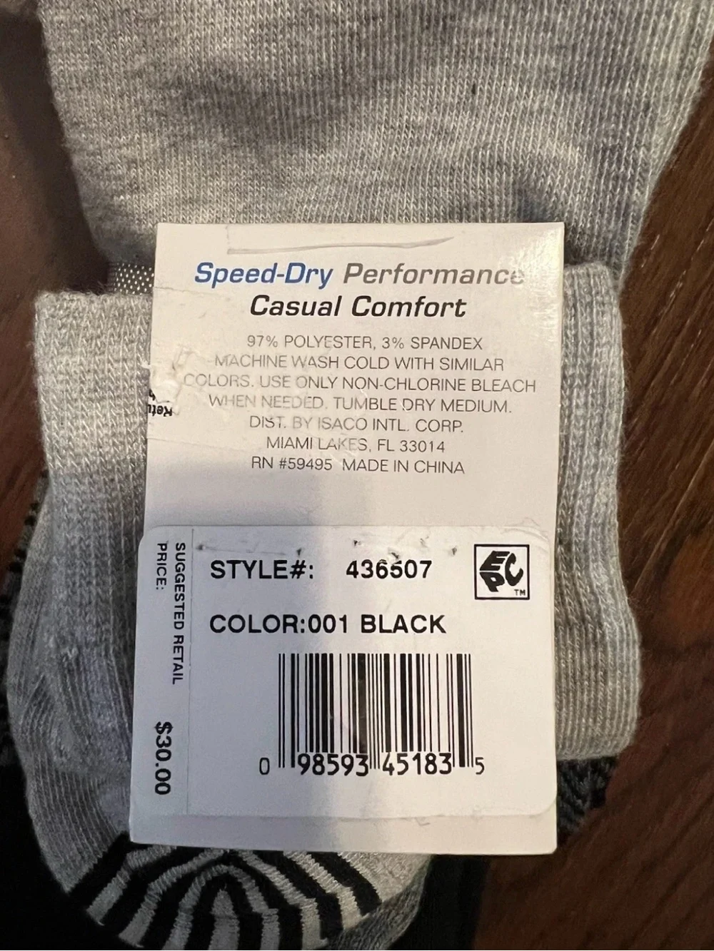 Perry Ellis Mens Portfolio Moisture Wicking Socks Black/Gray 6 Pair Shoe Sz 7-12